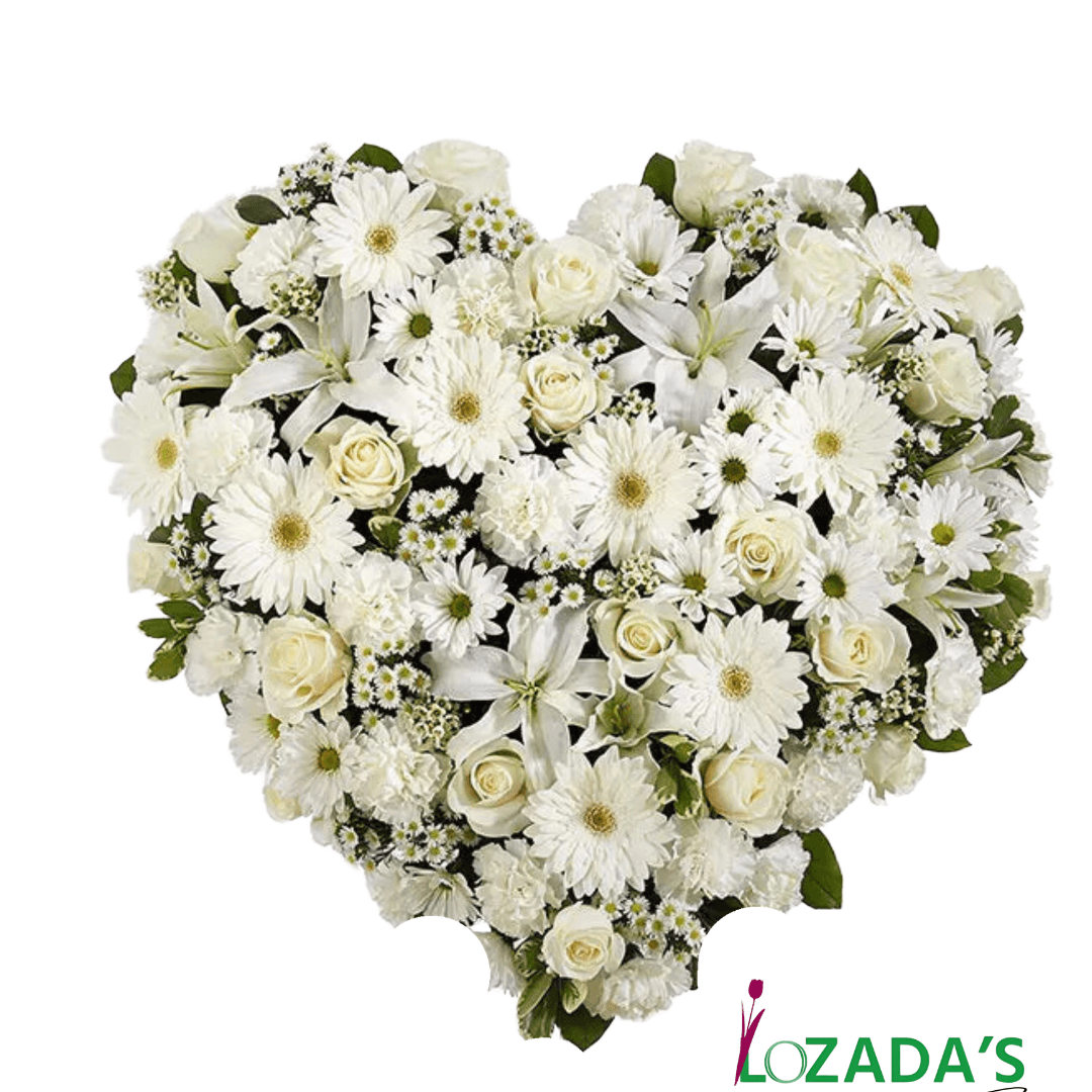 Amor Puro - Corazón de Condolencias con flores Blancas - Imagen 1