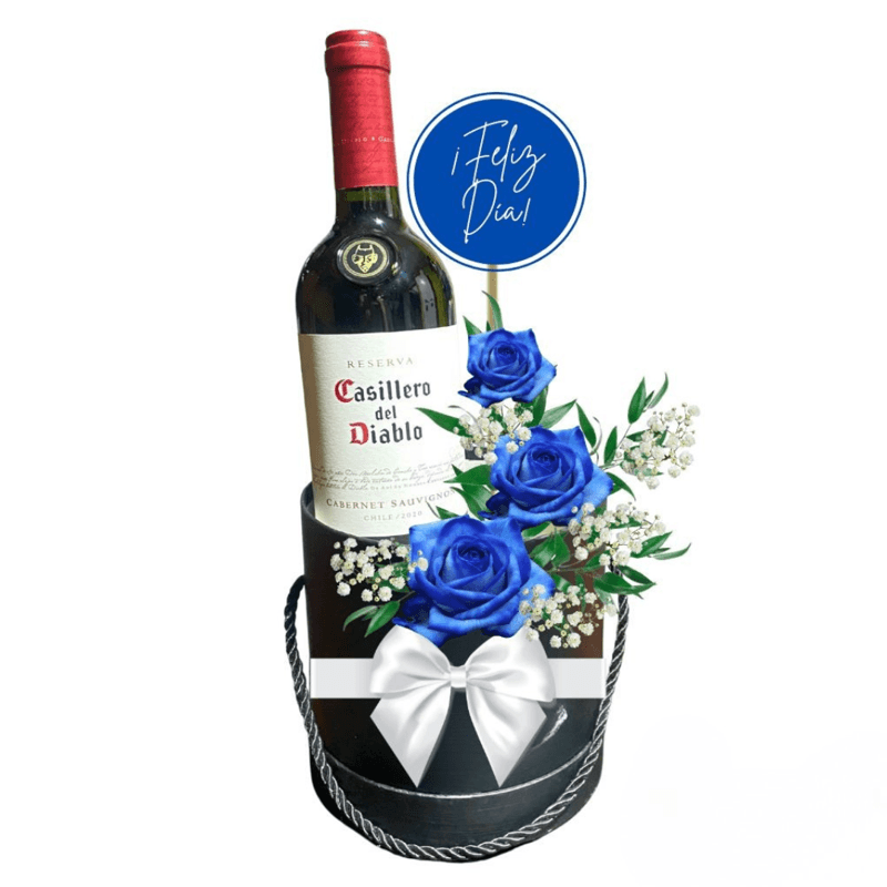 Regalo día del Padre - 1 Vino y Elige Color de Rosas - Imagen 1