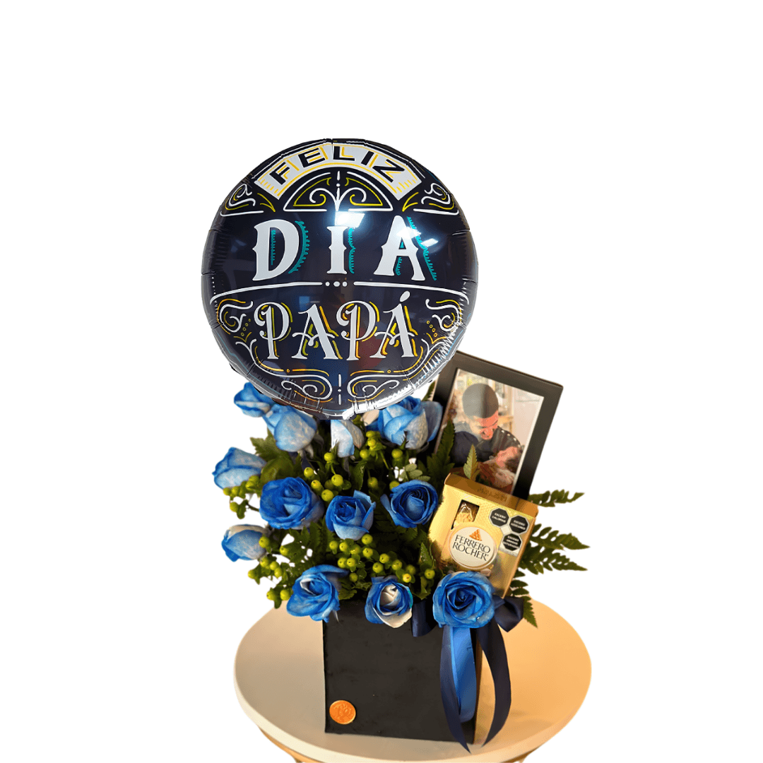 Regalo para Papá - Caja con rosas, Globo, retrato y más - Imagen 1