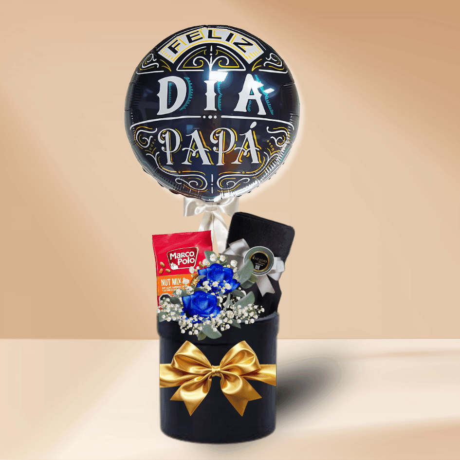 Regalo para Papá - Box de 2 rosas, frutos secos y Bufanda - Imagen 1