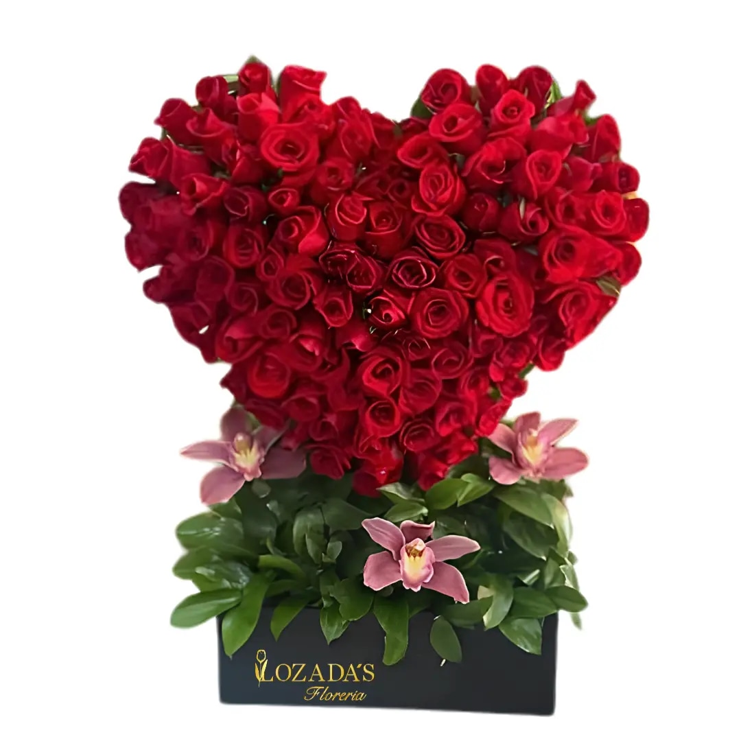 Amor - Corazón rosas Rojas elevado - Elige Cantidad