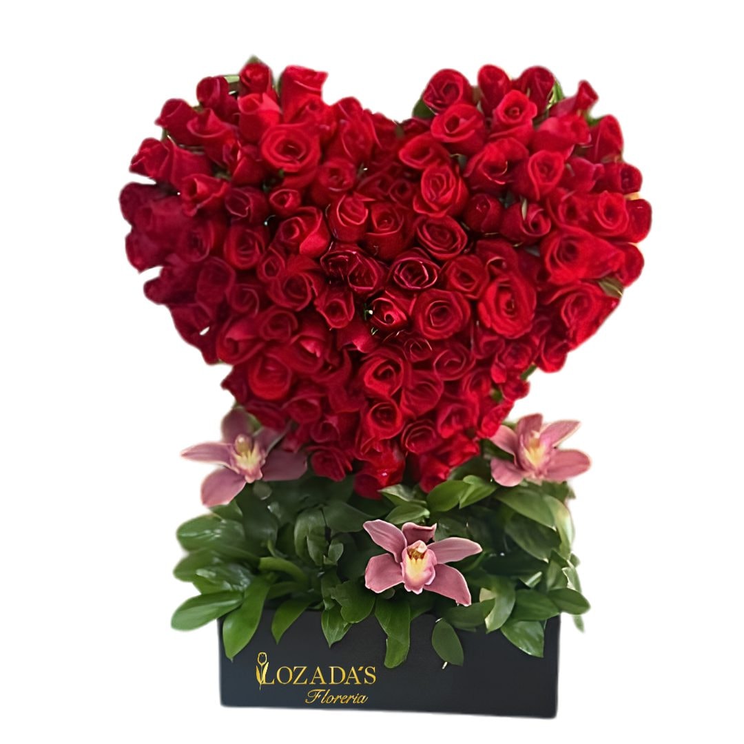 Amor - Corazón rosas Rojas elevado - Elige Cantidad - Imagen 1