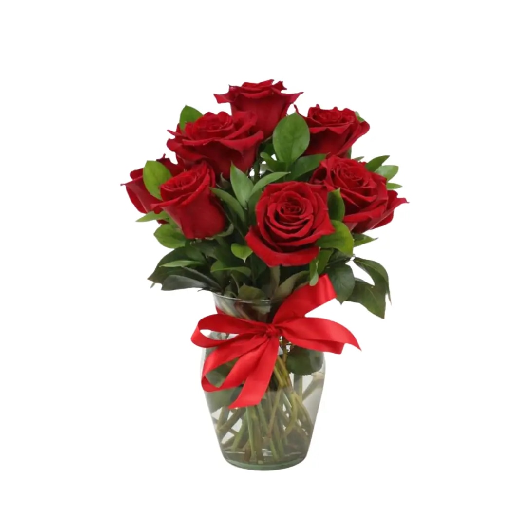 Florero con Rosas - Elige Cantidad y Color