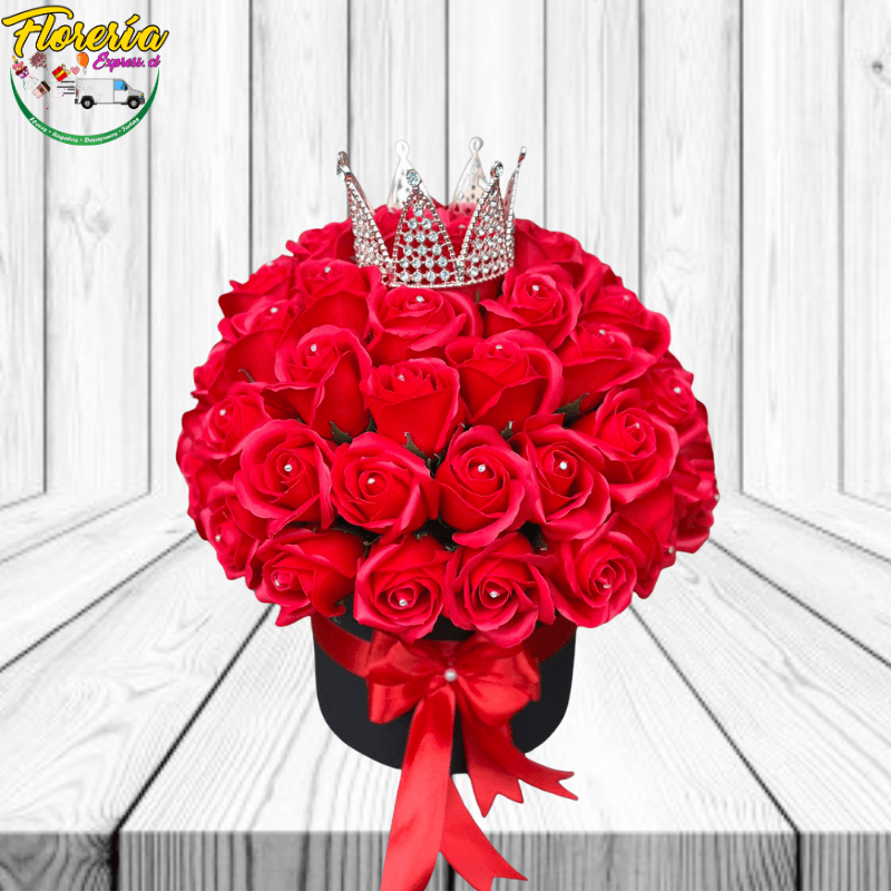 Box de 50 Rosas jabon con coronita - Imagen 1