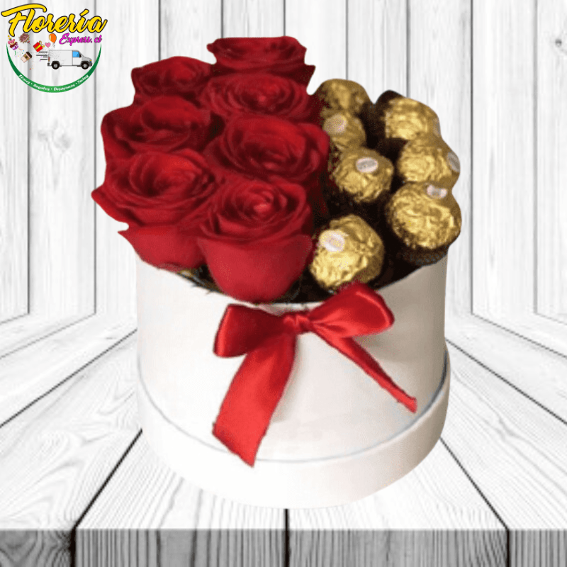 Caja box de 7 rosas 7 bombones - Imagen 1