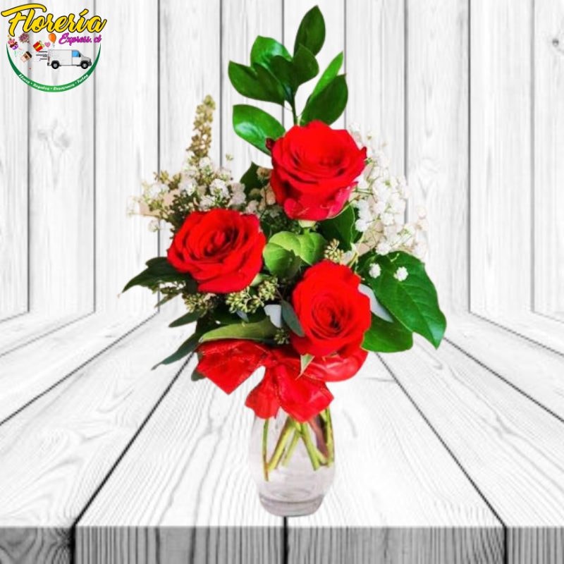 Florero de 3 rosas - Imagen 1