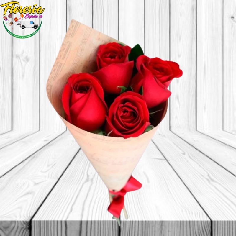 Ramo de 4 rosas sin follaje - Imagen 1