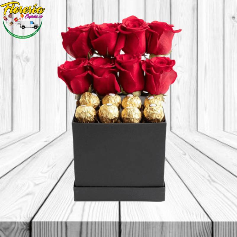 Box de 8 rosas 8 bombones - Imagen 1