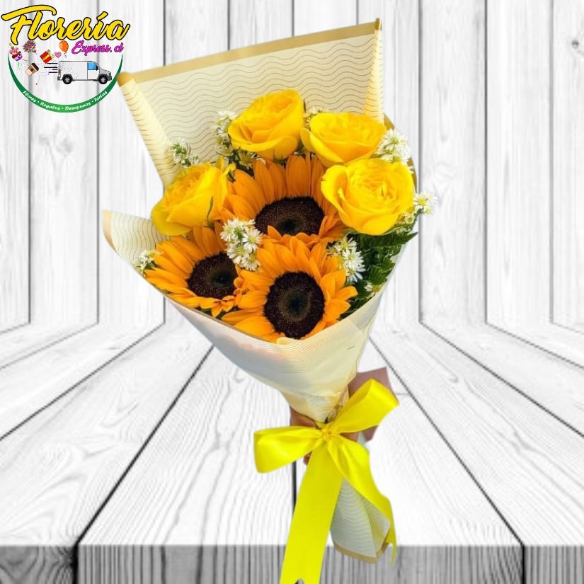 RAMO 4 ROSAS 3 GIRASOLES - Imagen 1