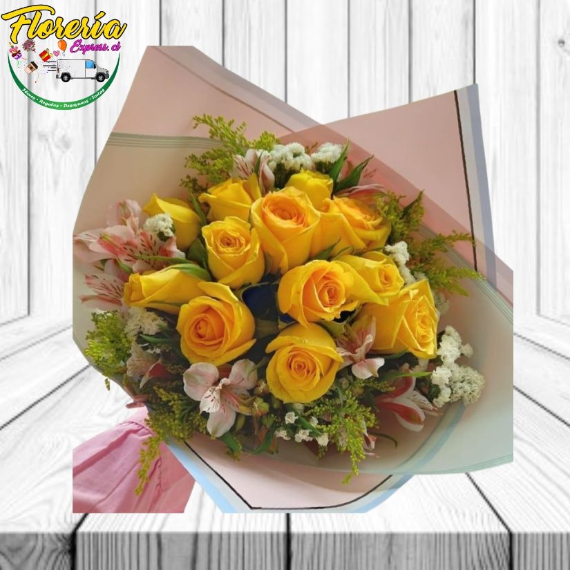 Ramo 12 rosas amarillas - Imagen 1