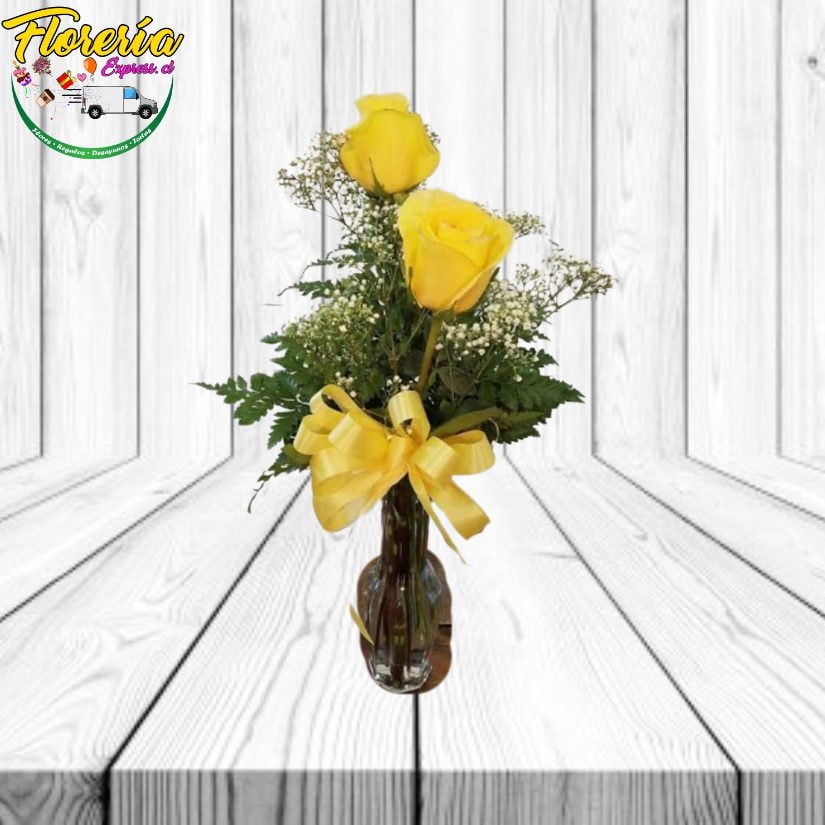Florero de 2 rosas amarillas - Imagen 1