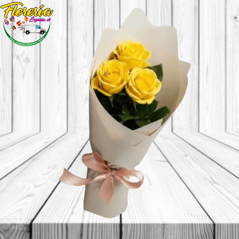 Ramo 3 rosas sin follaje - Imagen 1