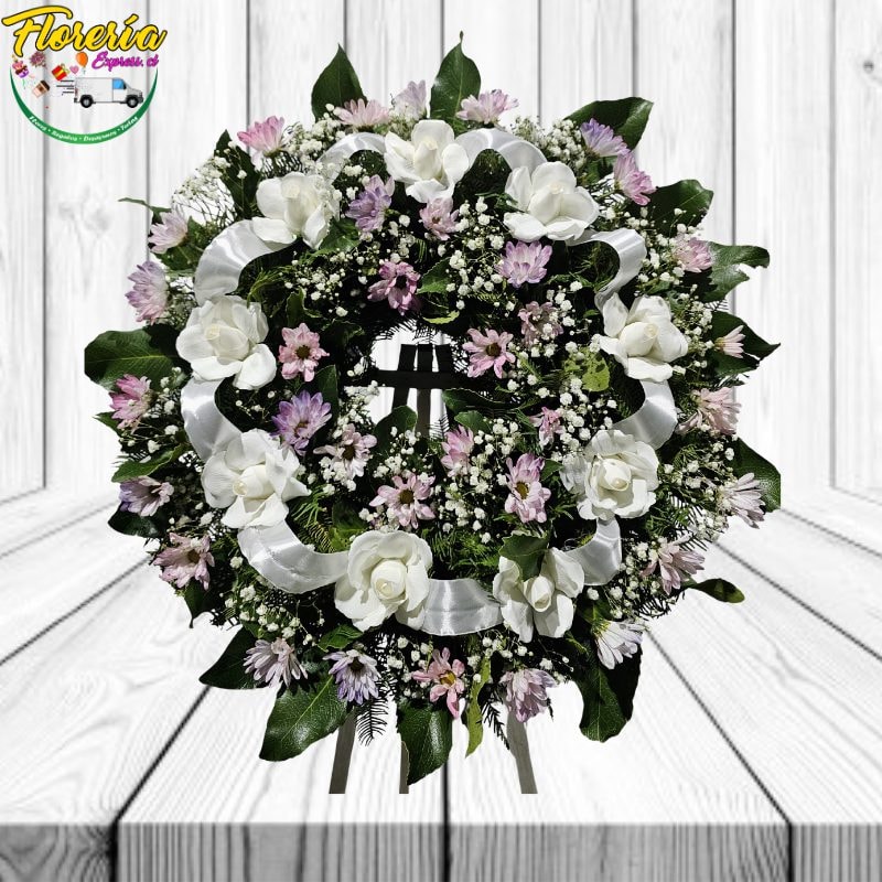 CORONA CARIDAD DE 9 ROSAS ETERNAS, FOLLAJE Y ATRIL - Imagen 1