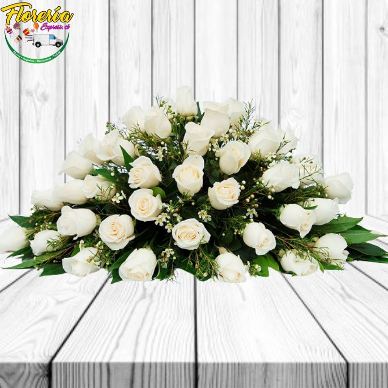 CUBRE URNAS EN PAZ DE 50 ROSAS Y FOLLAJE - Imagen 1