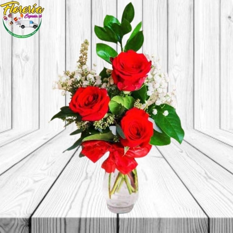 TIERNO FLORERO CON FOLLAJE Y 3 ROSAS - Imagen 1