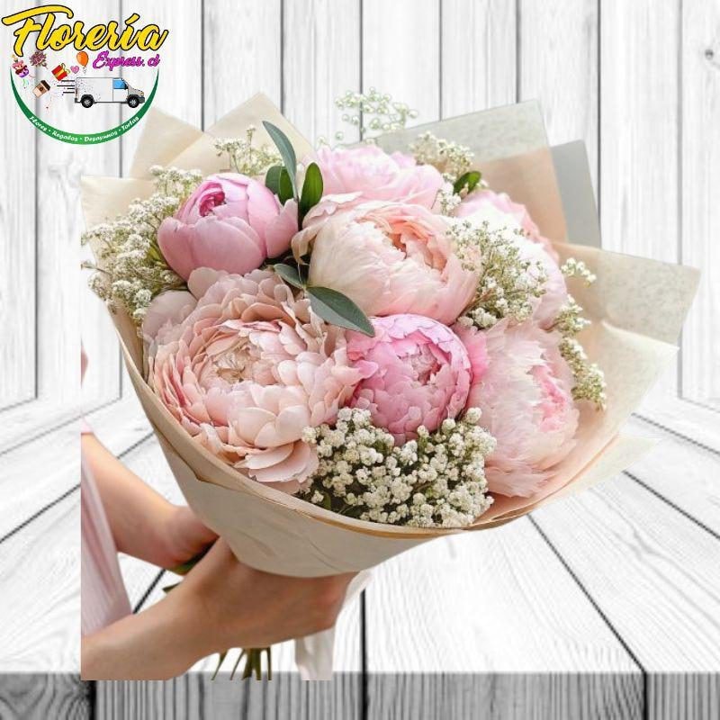 Ramo de 10 Peonias con Gypsophila - Imagen 1