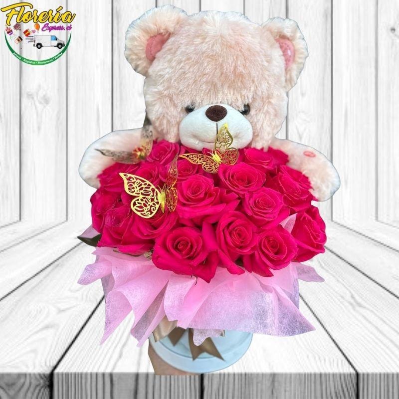 BOX DE 20 ROSAS Y PELUCHE 25 CM - Imagen 1