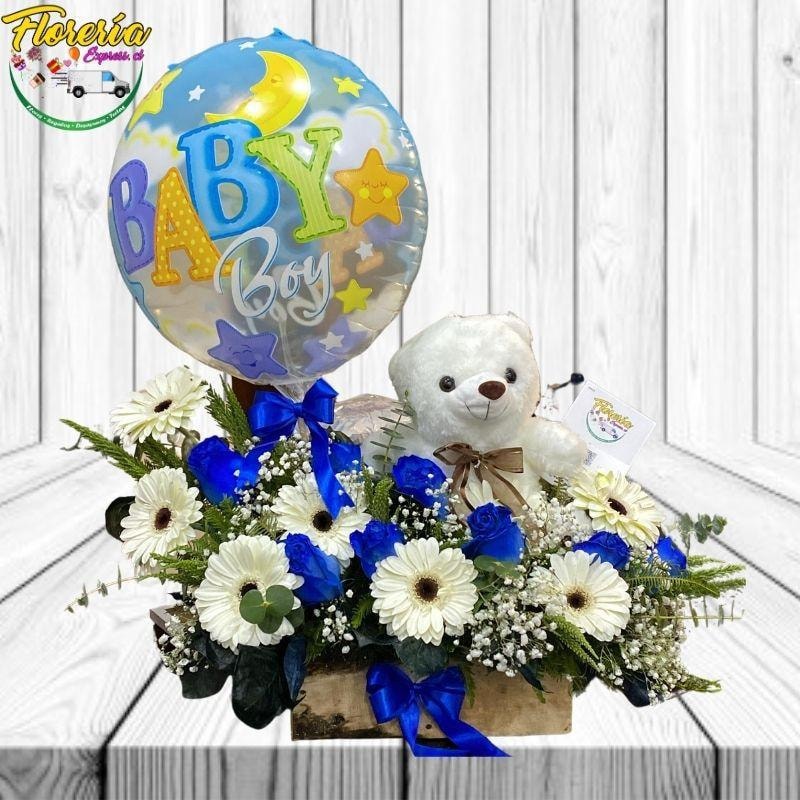 ARREGLO 8 GERBERAS 8 ROSAS PELCUHE 25 CM Y GLOBO - Imagen 1