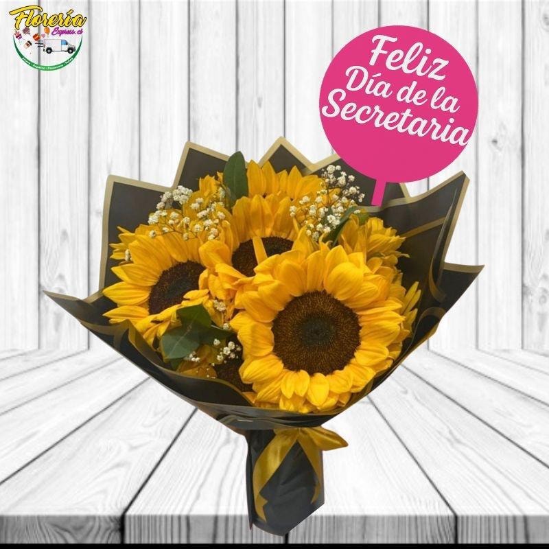 Ramo de 6 Girasoles con Topper Dia de la Secretaria - Imagen 1