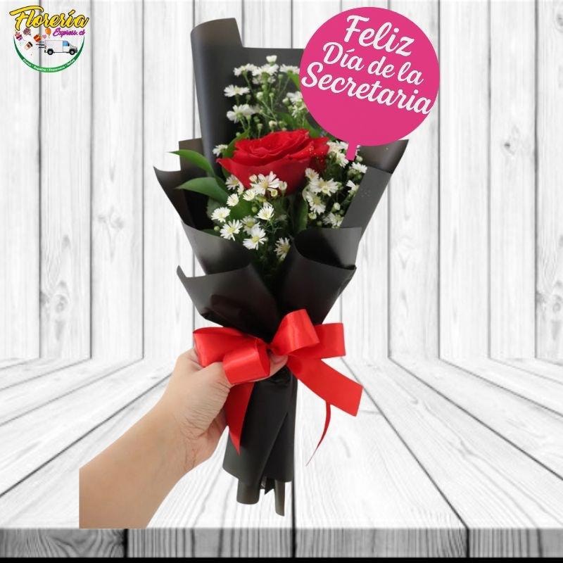 Rosa Arreglada y topper dia de la secretaria - Imagen 1