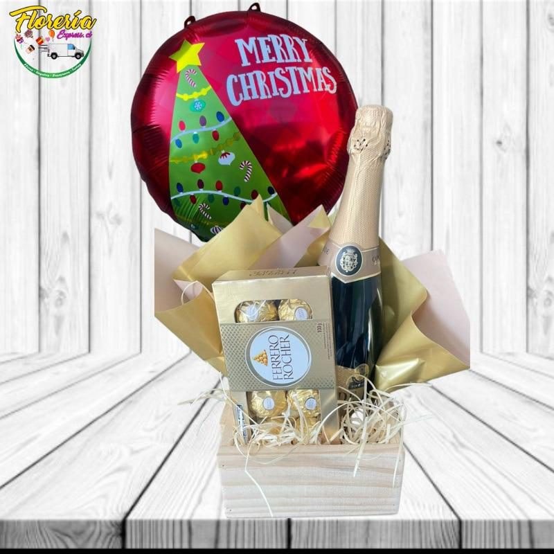 REGALO NAVIDEÑO CHAMPAGNE 375ML FERREROS ROCHER 100G Y GLOBO - Imagen 1
