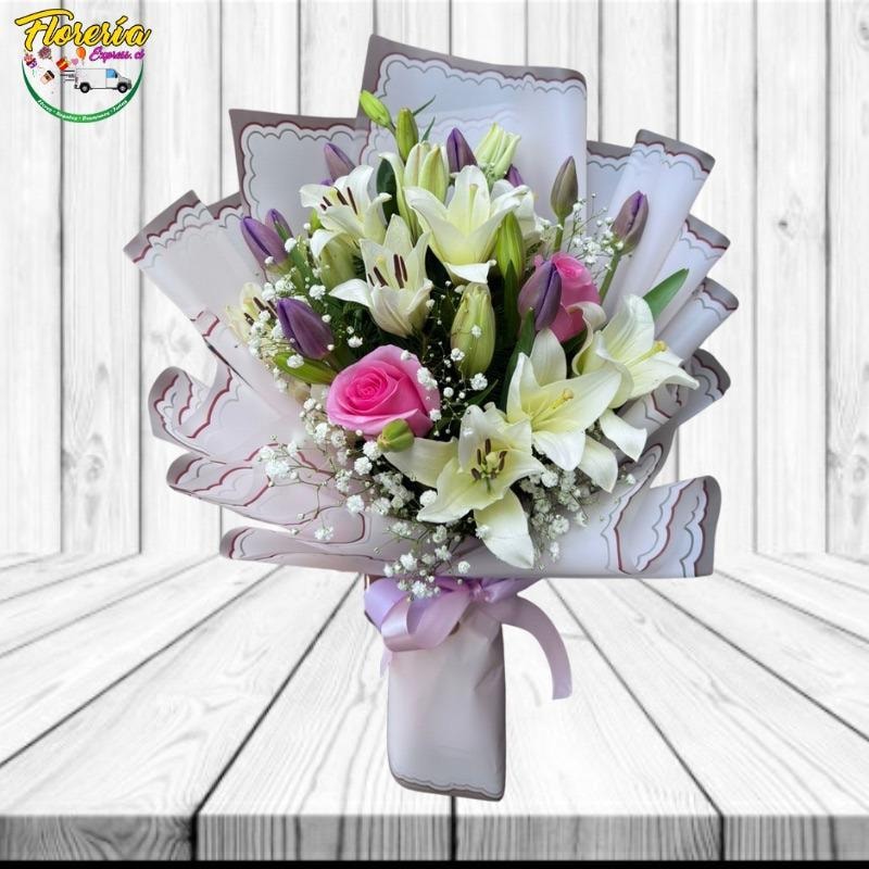 RAMO MIX 10 TULIPANES 8 LILIUM 2 ROSAS - Imagen 1