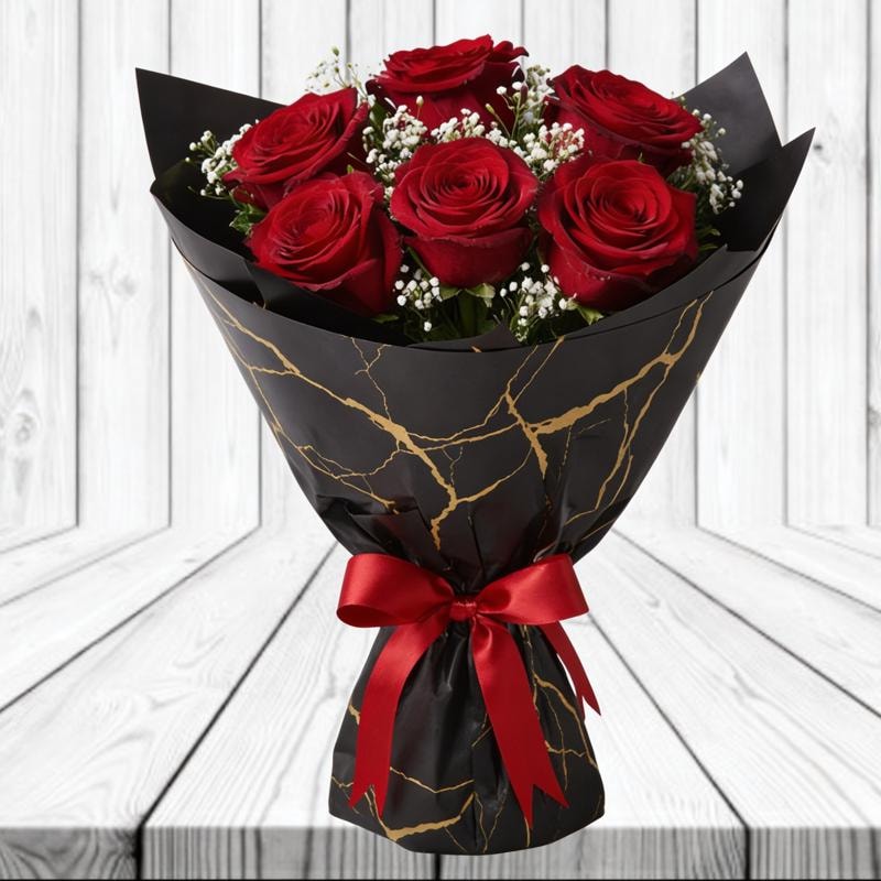 Ramo San valentin de 6 Rosas Naturales - Imagen 1