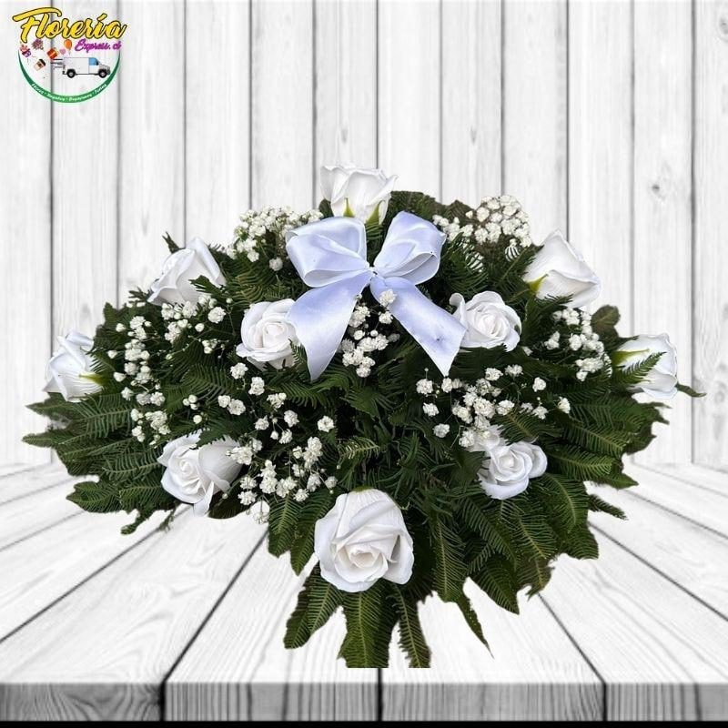 Cubre Urna de 10 rosas jabón y follaje - Imagen 1