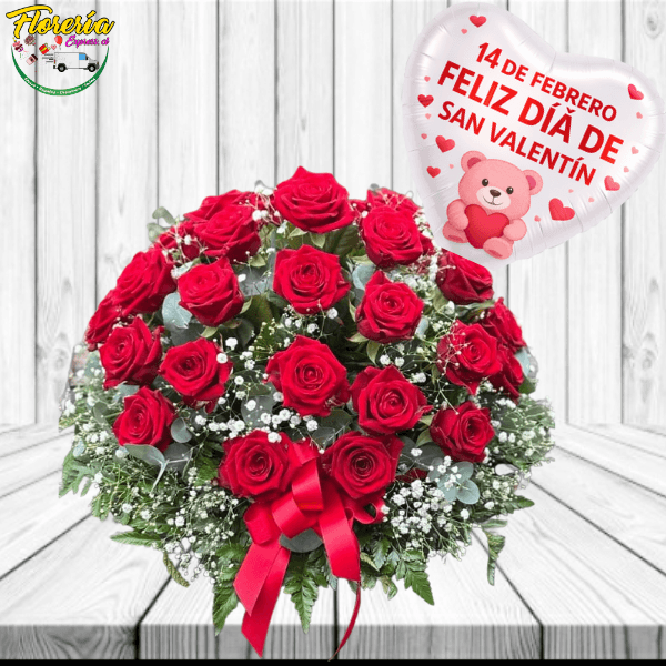 IMPRESIONA CON ESTE HERMOSO BOX FLORAL DE 40 ROSAS Y GLOBO - Imagen 1