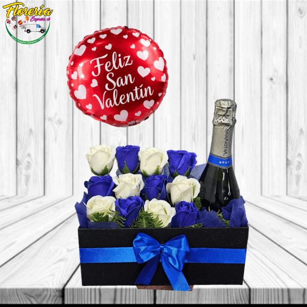 DIA DE LOS ENAMORADOS BOX 12 ROSAS DE JABON CHAMPAGNE 375ML - Imagen 1