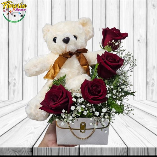 CARTERA ESPECIAL 4 ROSAS OSO 25 CM - Imagen 1