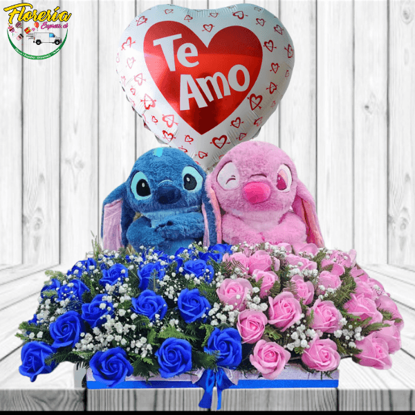 ARREGLO PARA PAREJAS CON ROSAS ETERNAS Y GLOBO - Imagen 1
