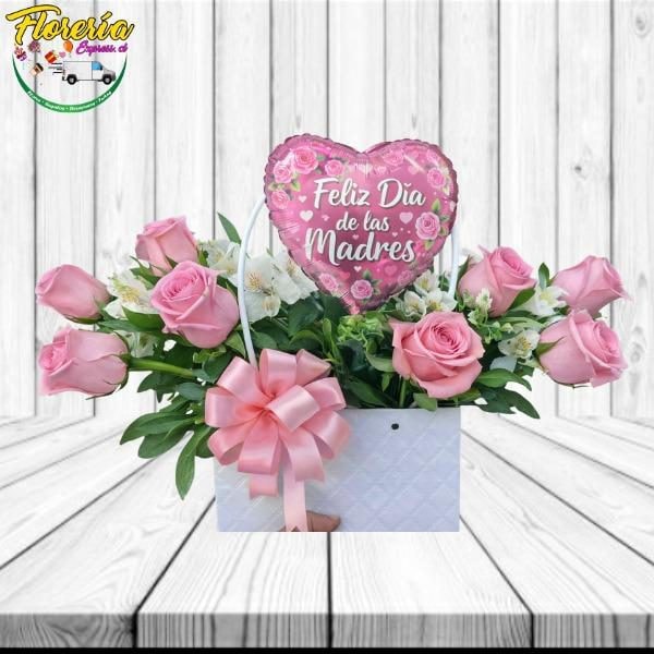 Cartera de 8 rosas y globo dia de las madres - Imagen 1