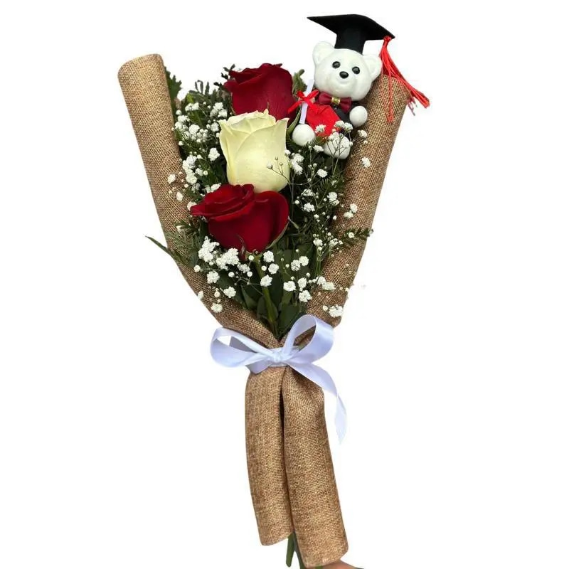 Ramo de 3 rosas + peluchito 11 cm
