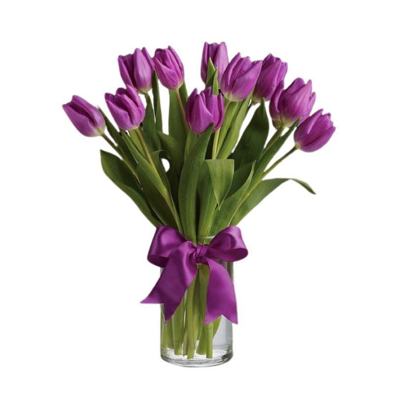 Florero 10 Tulipanes Morados - Imagen 1