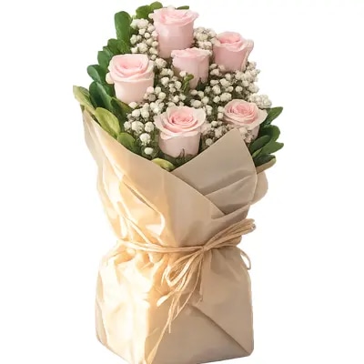 BASE FLORAL CON 6 ROSAS, FOLLAJE, BASE ENVUELTAS
