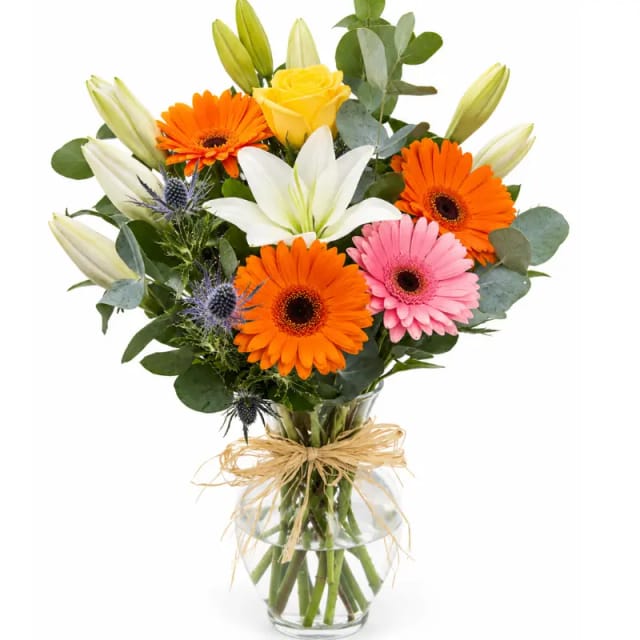 FLORERO MIX FLORAL - GERBERA, LILIUM Y ROSAS