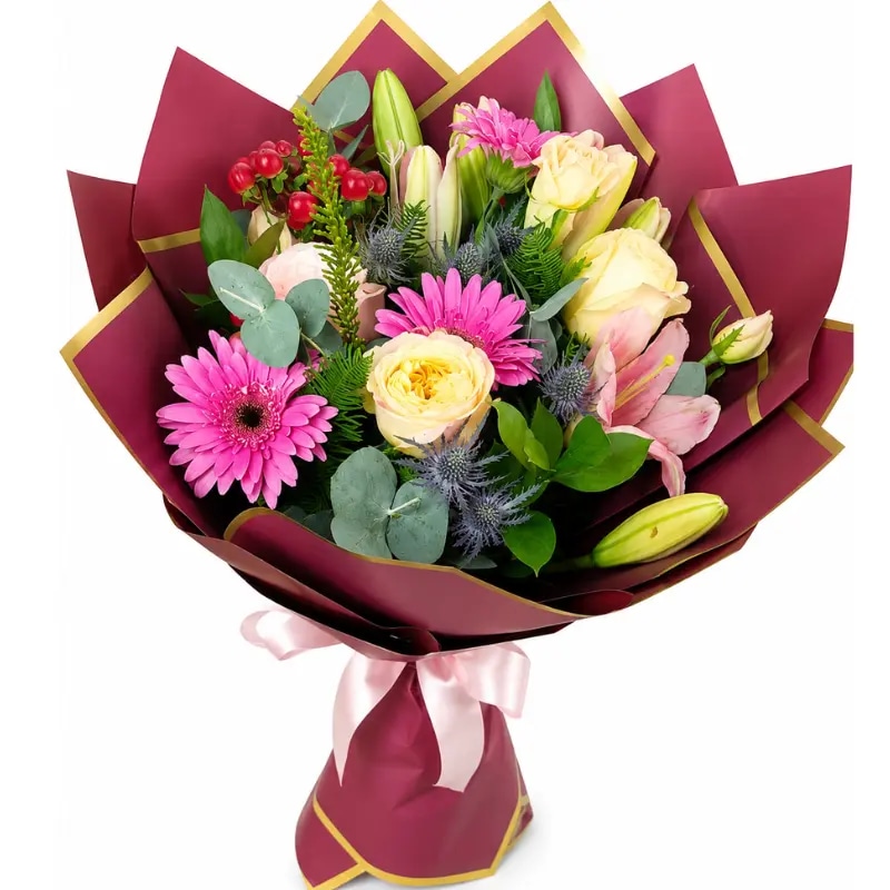 RAMO MIX FLORAL: ROSAS, GERBERAS Y LILIUM